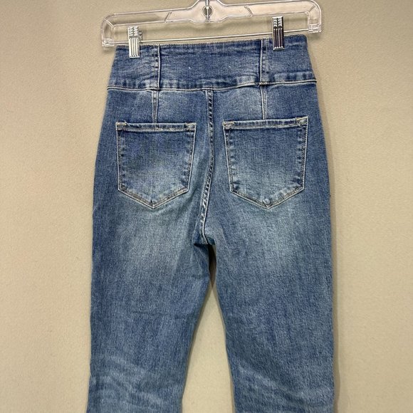 Kancan Miranda Ultra High Rise Flare Jeans Frayed Denim Size 3/25 Bell bottoms - Picture 11 of 16